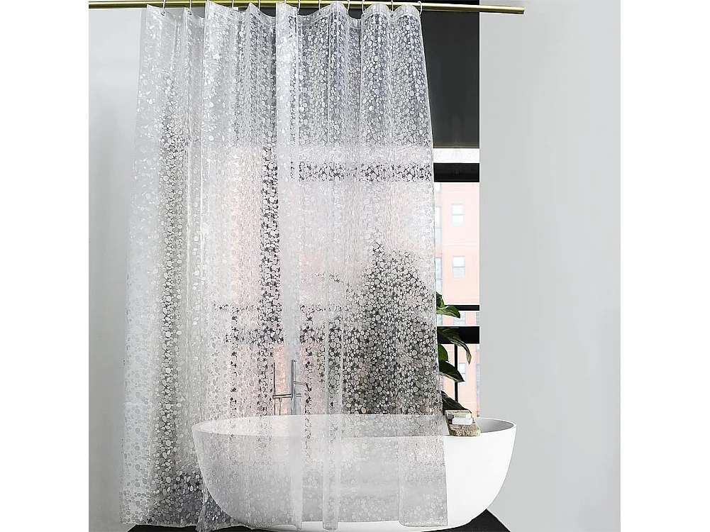 Rideau de Douche Anti-Moisissure à Séchage Rapide, Imperméable pour Baignoire,Avec boucle de suspension,Motif de Galets,180 x 200cm