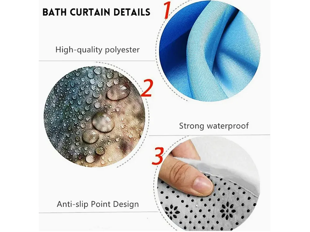 Rideau de douche à motif étoile de mer océan 180 x 180 cm, rideau de douche en polyester imperméable avec 12 crochets, lavable en machine