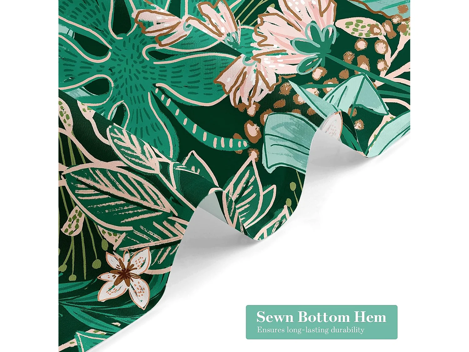 Rideau de douche extra long à motif floral bohème, 180 x 200 cm, rideau de douche pour une décoration de salle de bain élégante