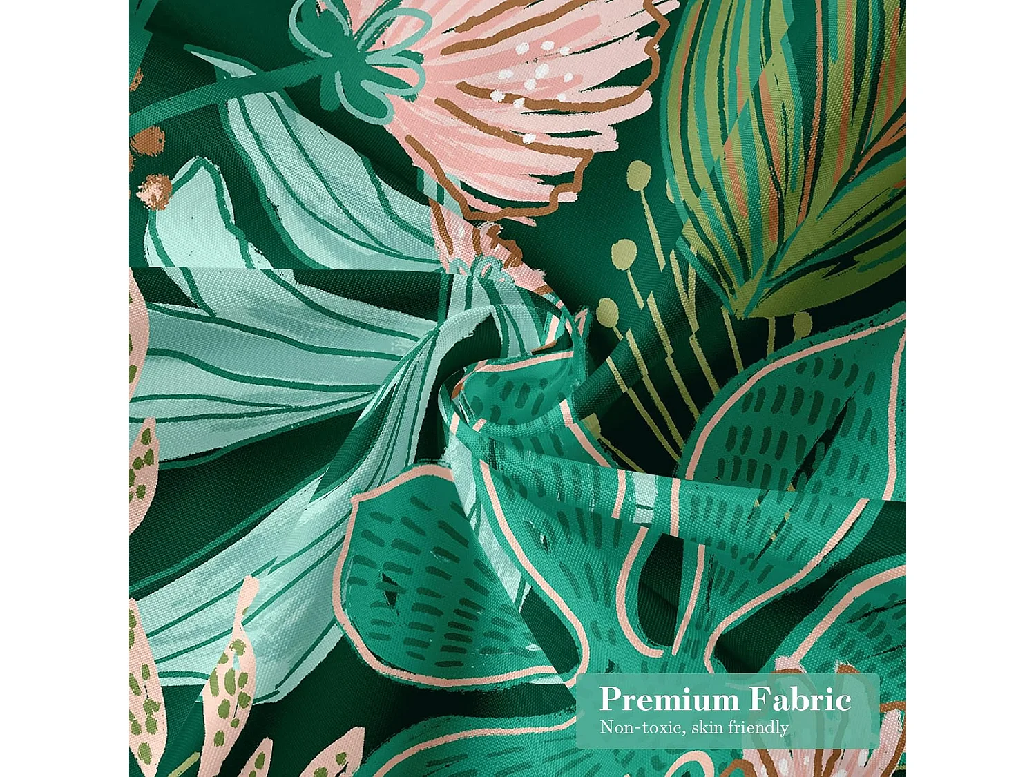 Rideau de douche extra long à motif floral bohème, 180 x 200 cm, rideau de douche pour une décoration de salle de bain élégante