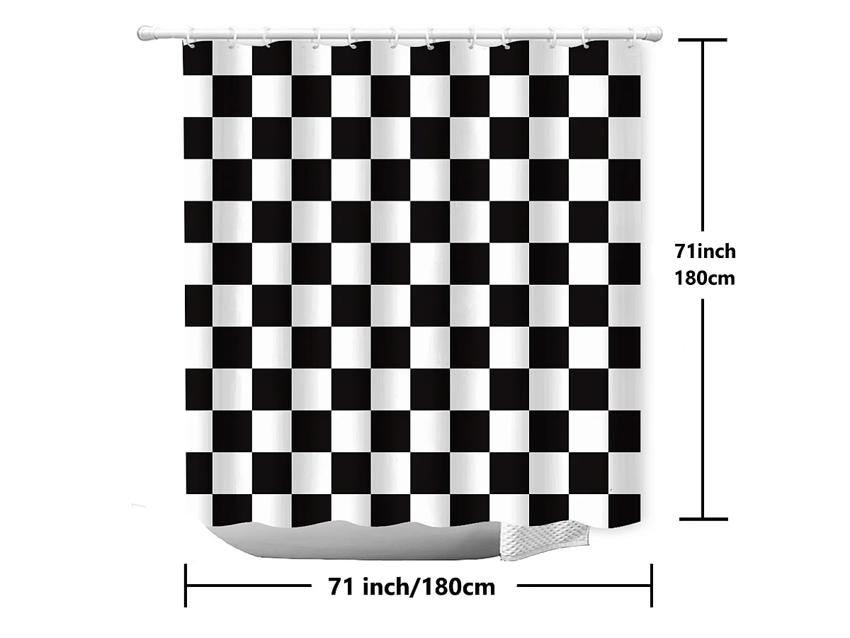 Rideau de douche à carreaux noir et blanc, rideau de séparation imperméable pour salle de bain, rideau d'écran imperméable, 180*180cm