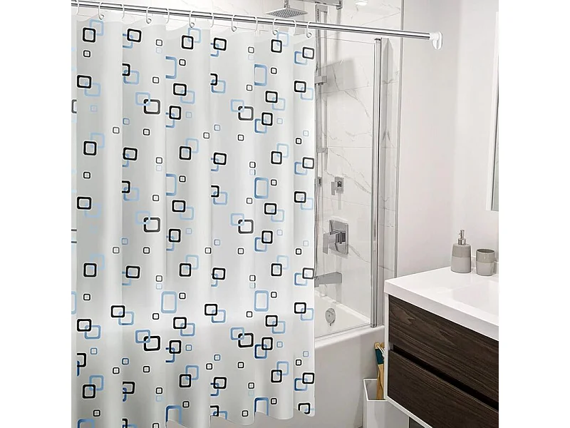 Rideau de douche, 200x200cm, doublure de rideau de douche avec crochet et boucle, anti-moisissure, antibactérien, imperméable et lavable.