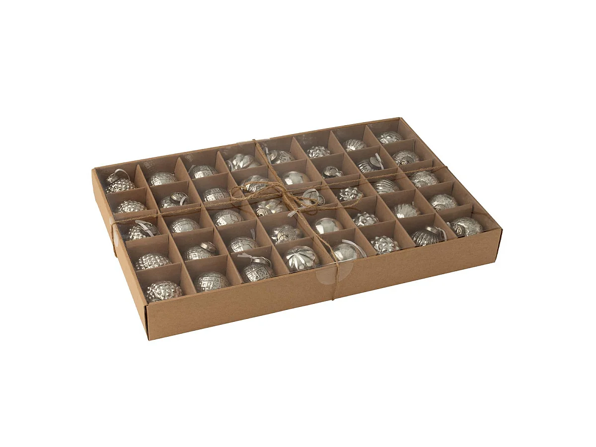 Lot de 40 Boules de Noël "8 Motifs" 6cm Argent