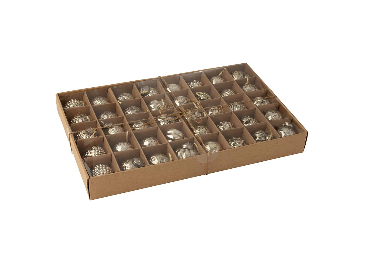 Lot de 40 Boules de Noël "8 Motifs" 6cm Doré