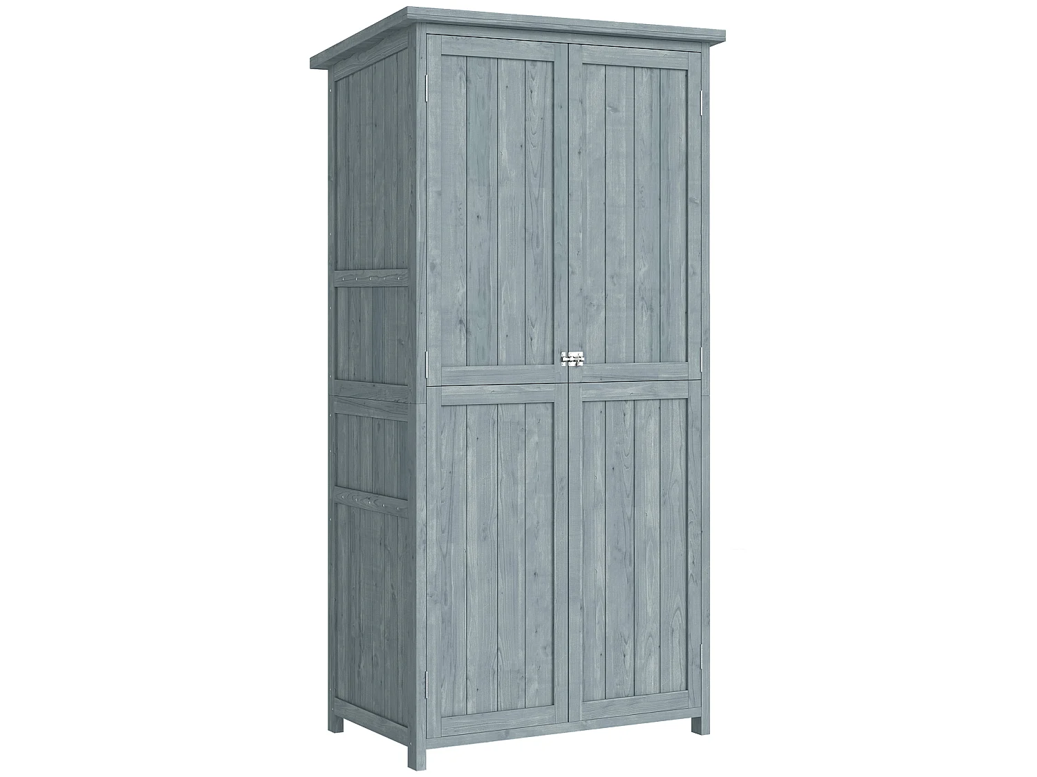 Armoire de jardin bois 2 portes 2 étagères 5 racks 85 x 54 x 170 cm gris