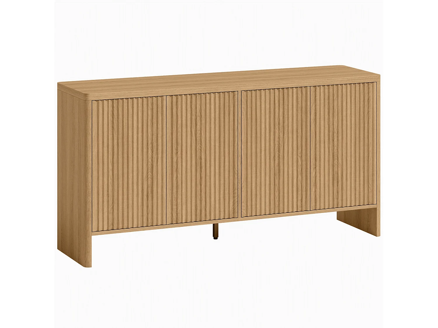 Buffet design effet bois cannelé 4 portes 2 étagères