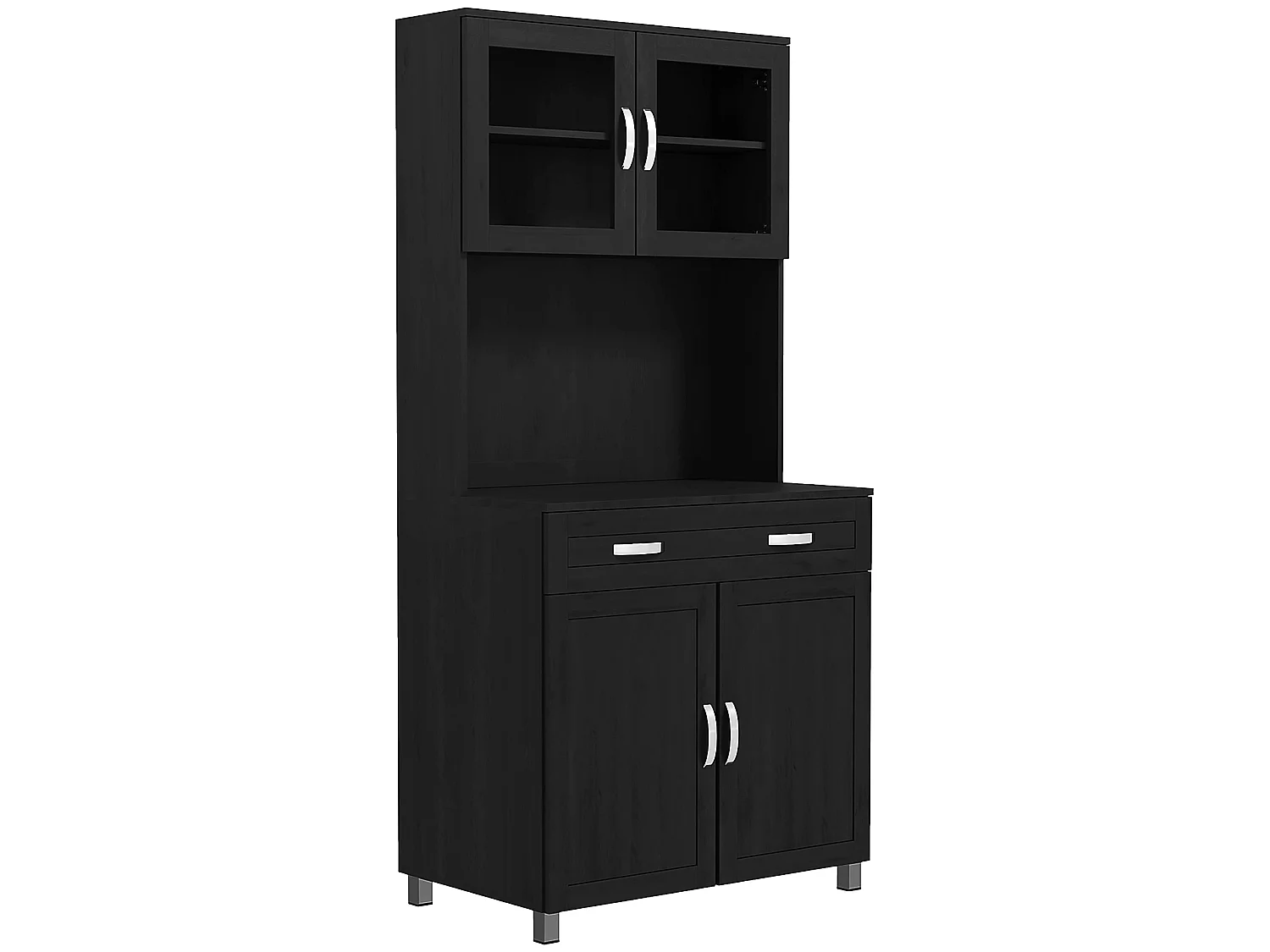 Armoire de cuisine contemporaine multi-rangement 4 portes grand tiroir noir
