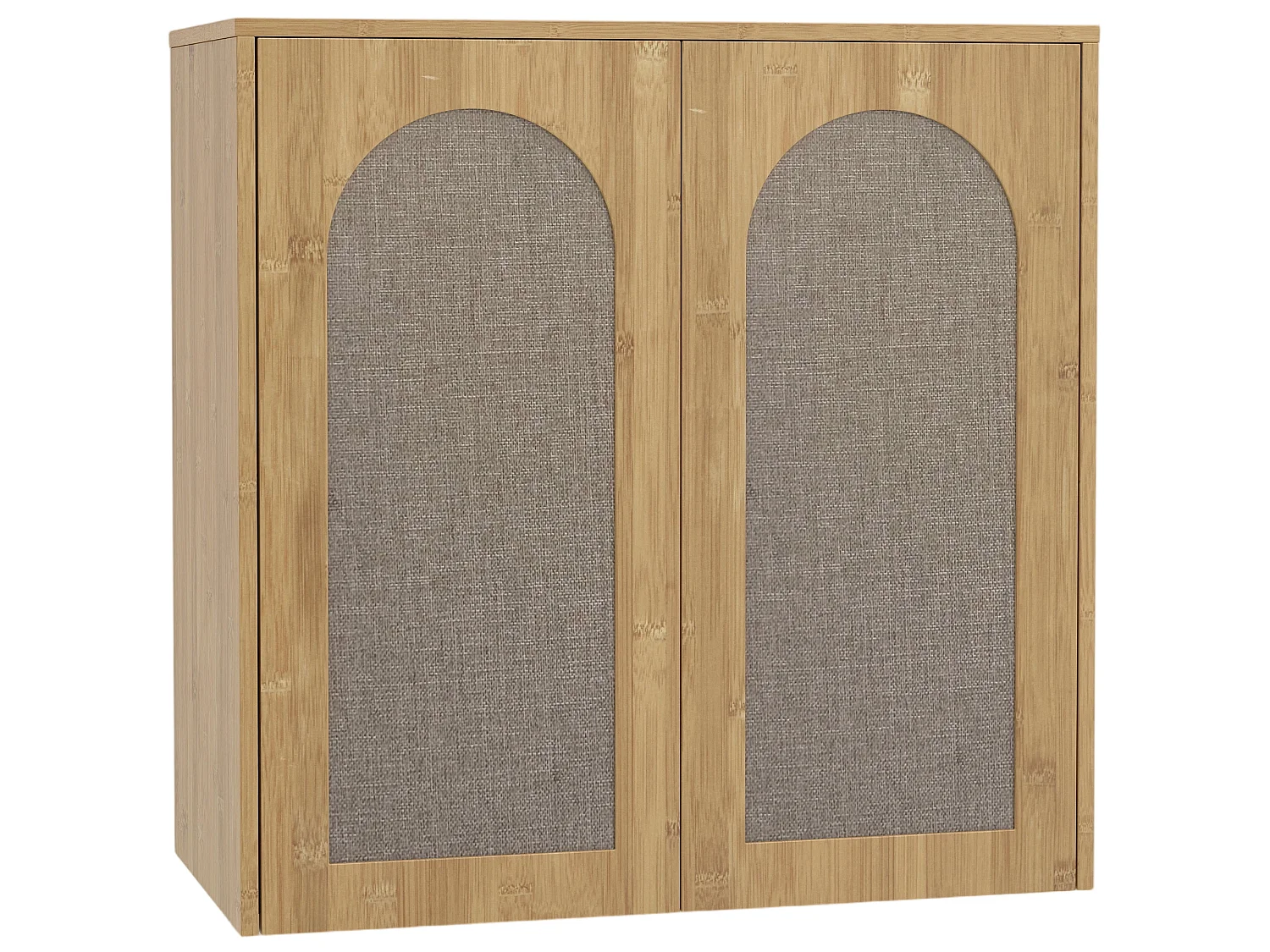 Armoire murale salle de bain effet bois bambou et rotin 2 portes étagère