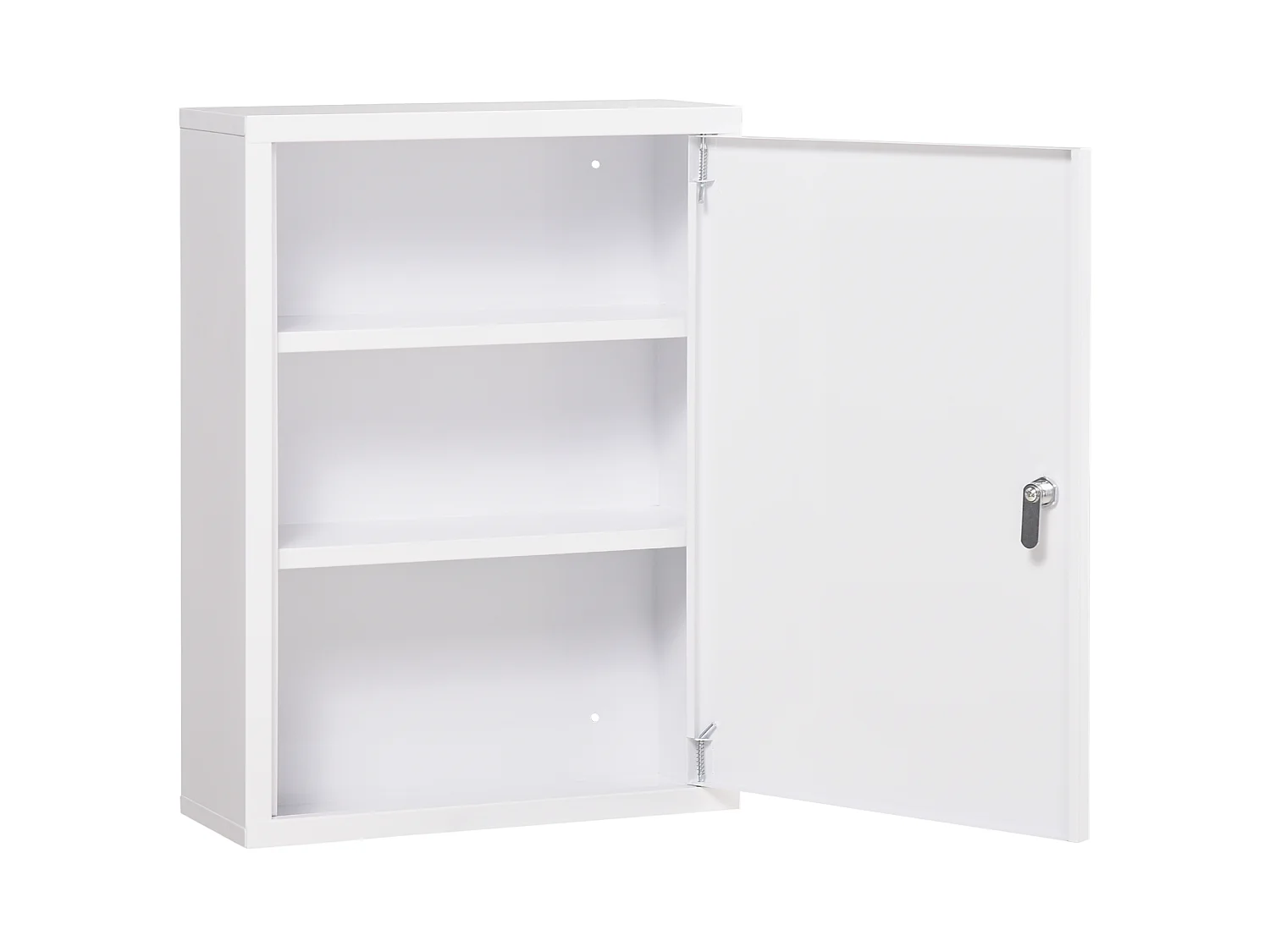Armoire à pharmacie murale verrouillable porte 2 étagères 3 niv. 40 x 15 x 53 cm acier blanc