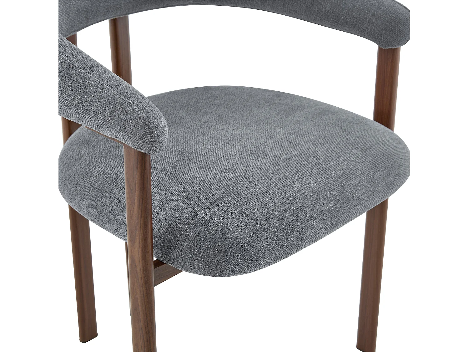 Lot de 2 chaises en lin gris clair, pieds métalliques effet bois noyer