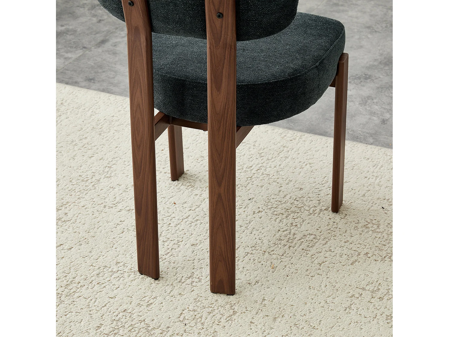 Lot de 2 chaises de salle à manger en lin noir,  dossier courbé