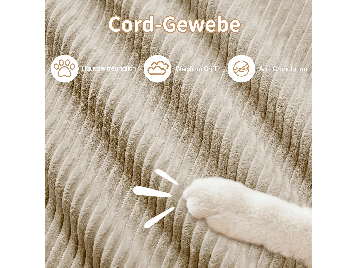 Canapé d'angle modulable en velours beige avec pouf et accoudoirs
