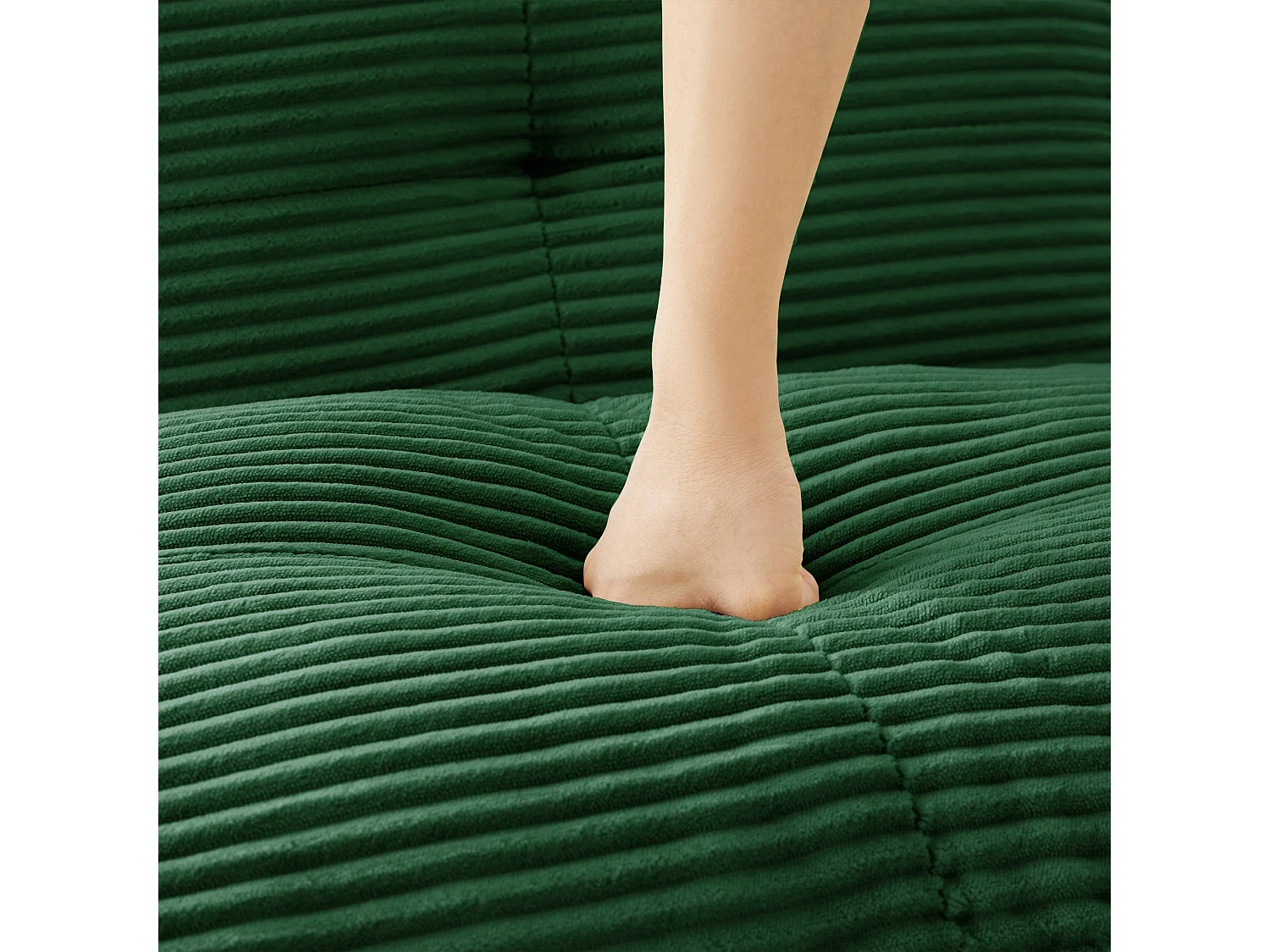 Canapé modulable 2 places en velours côtelé vert 204x104cm