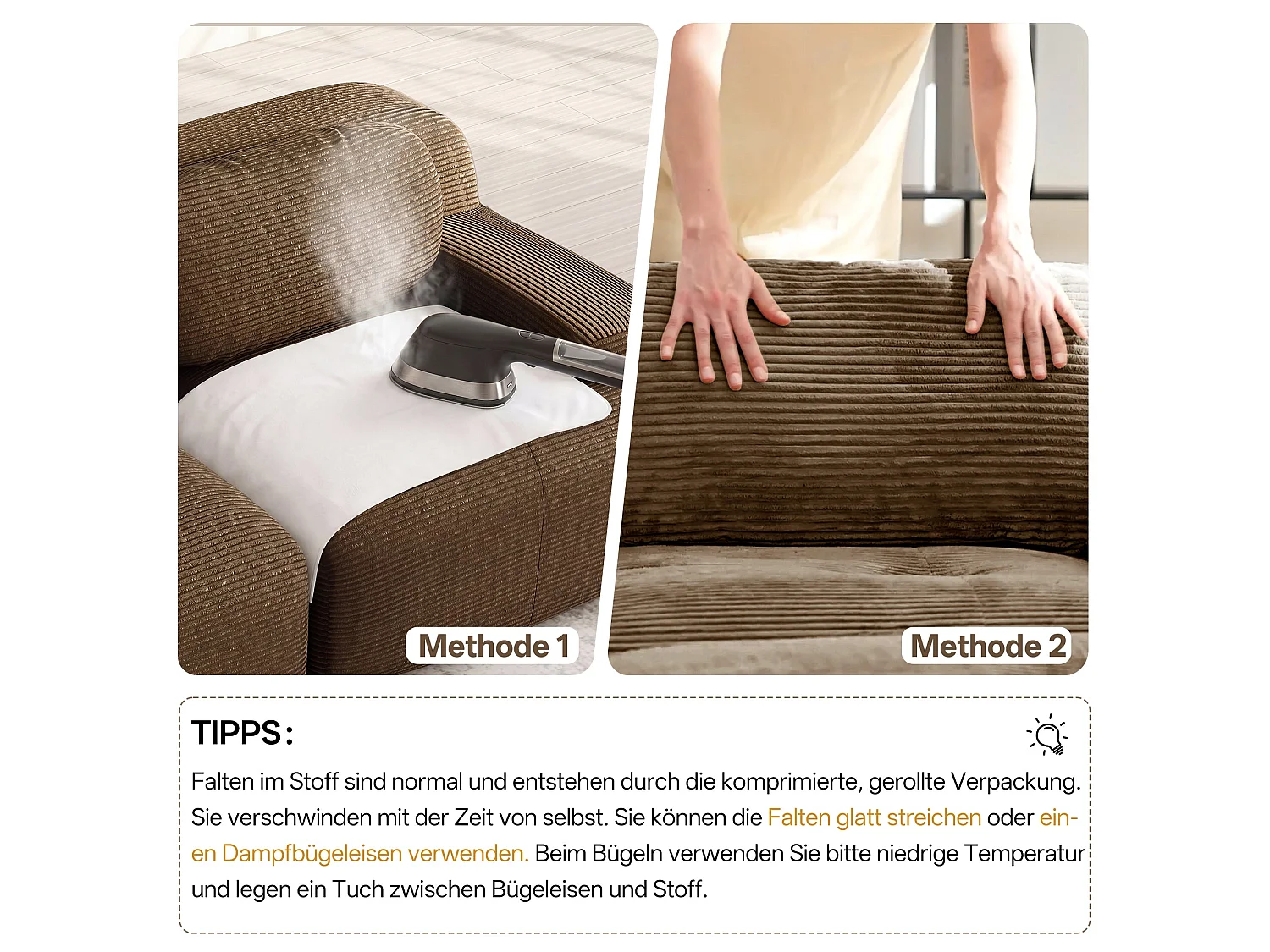 Canapé d'angle modulable en velours marron avec pouf et accoudoirs