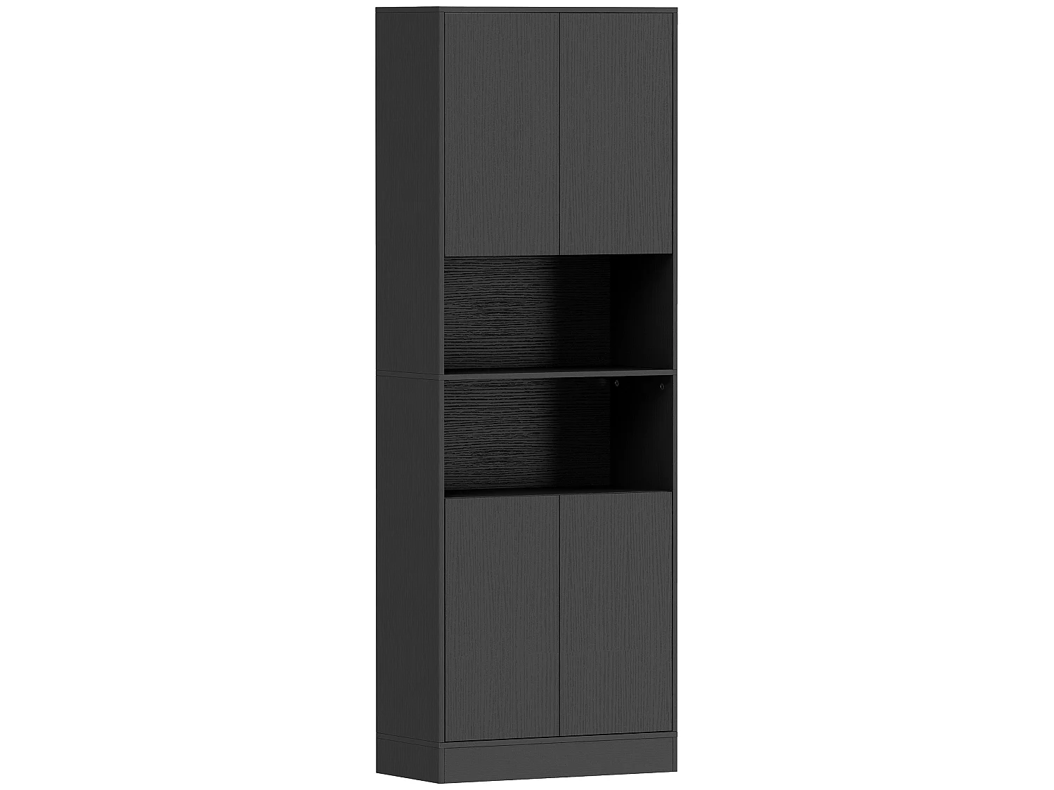 Buffet haut effet bois noir 4 portes 2 étagères 2 niches