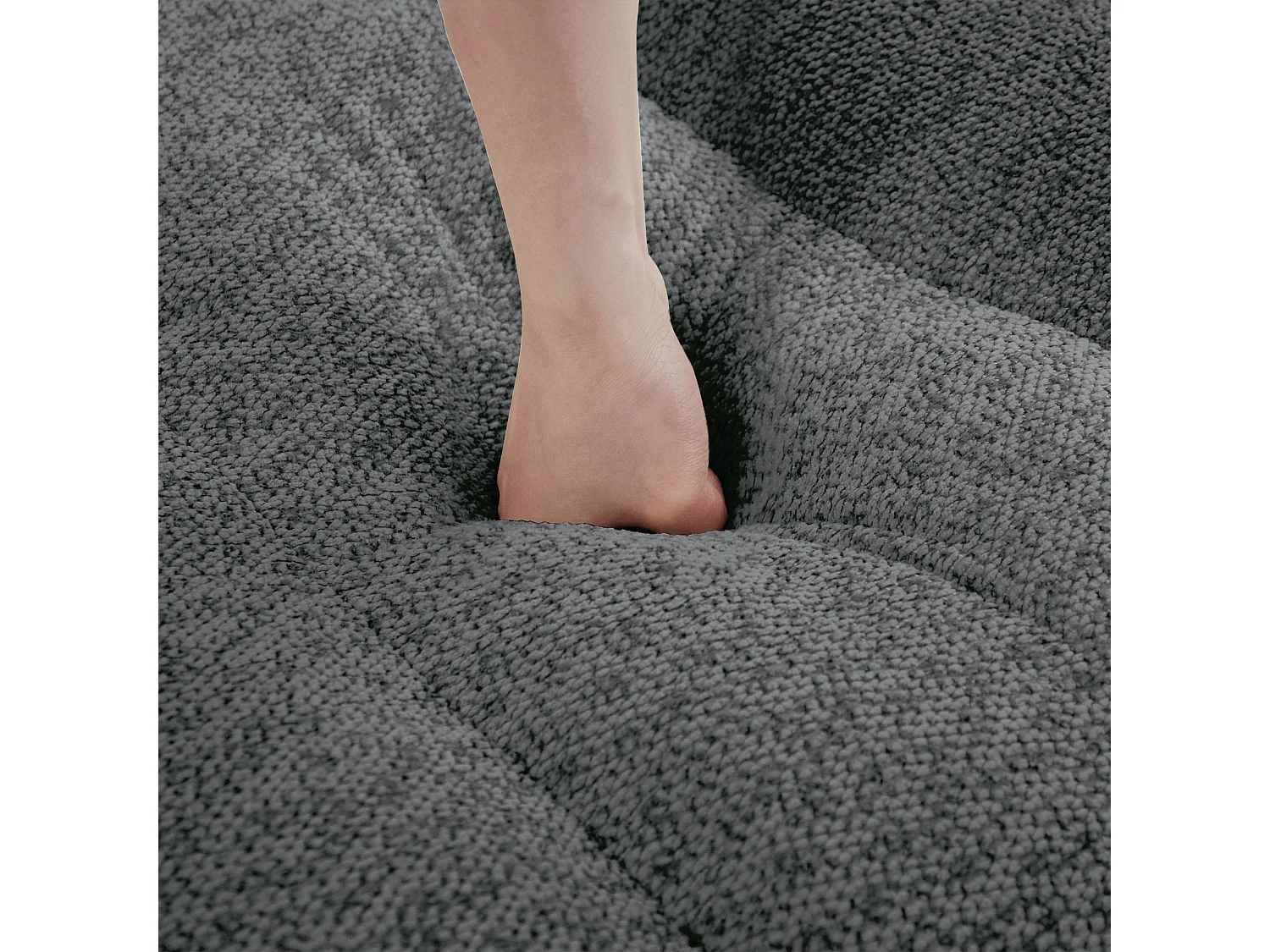 Canapé modulaire 2 places gris avec pouf , tissu polaire