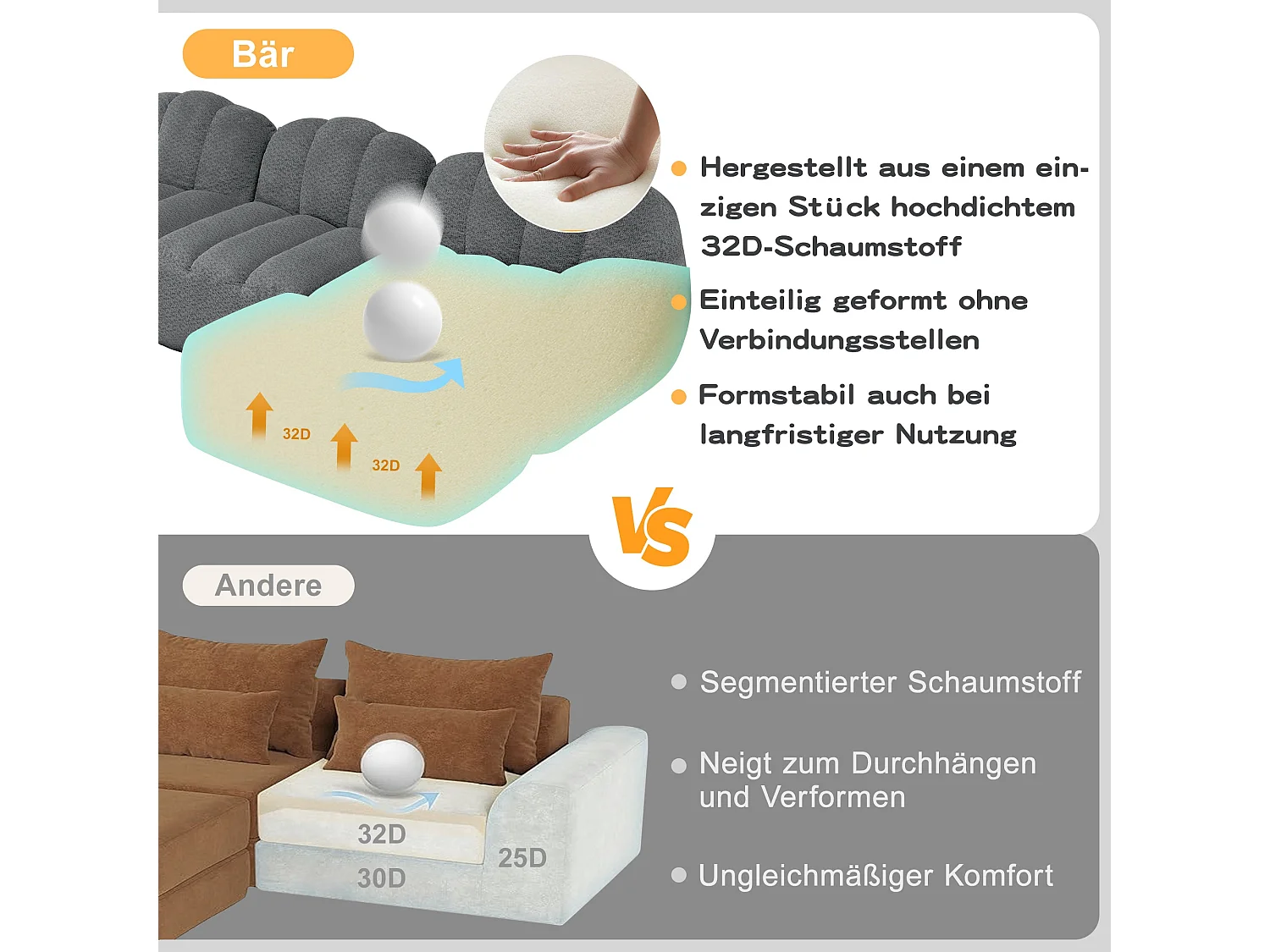 Canapé modulaire 2 places gris avec pouf , tissu polaire