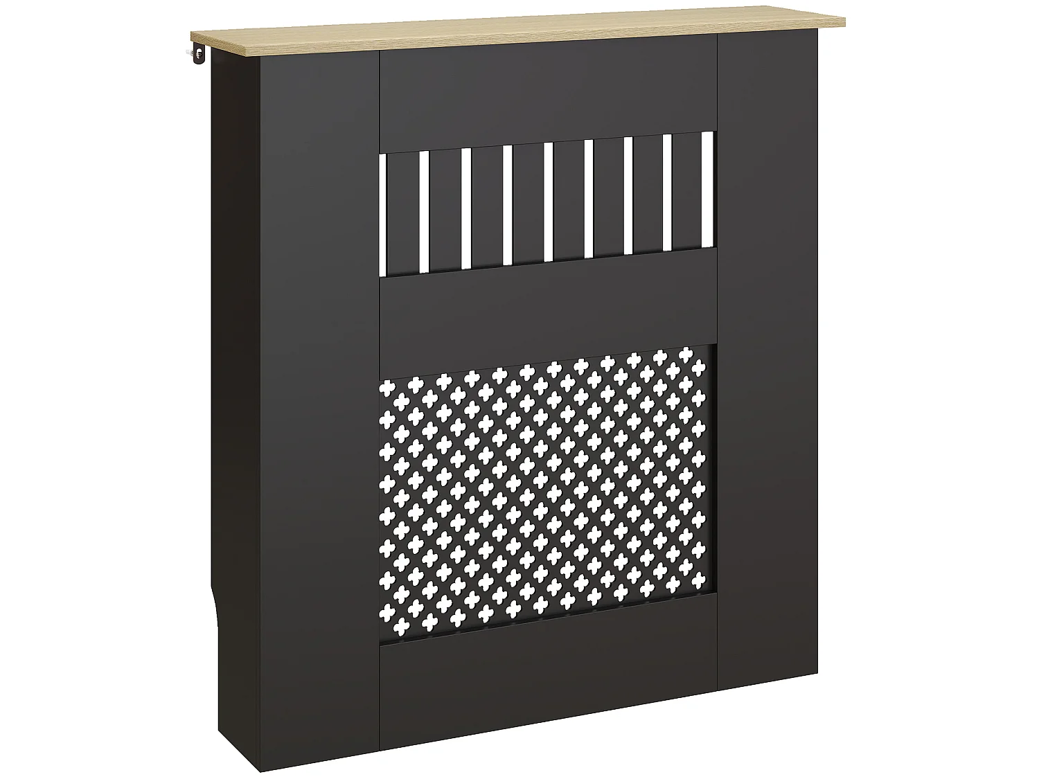 Cache-radiateur design motif étoile dim. 68 x 64 x 80 cm effet bois noir