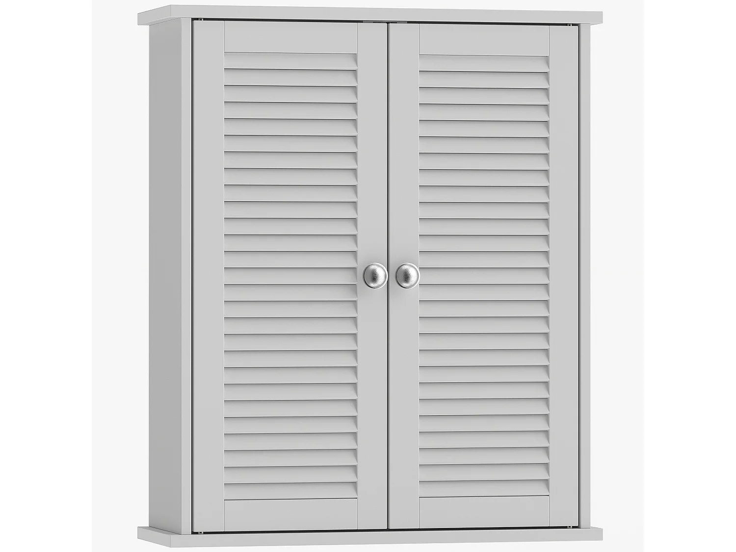 Armoire murale salle de bain 2 portes persiennes étagère blanc