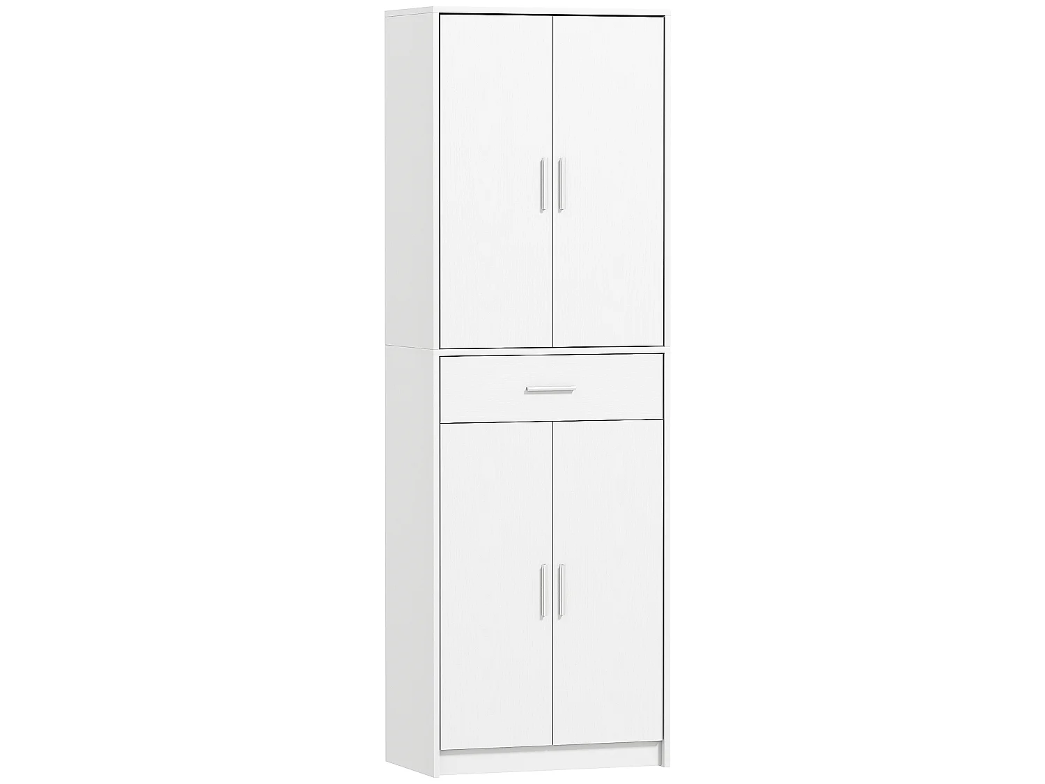 Armoire de cuisine multi-rangement - 4 portes, 2 étagères, tiroir - dim. 60 x 35 x 180 cm - effet bois blanc