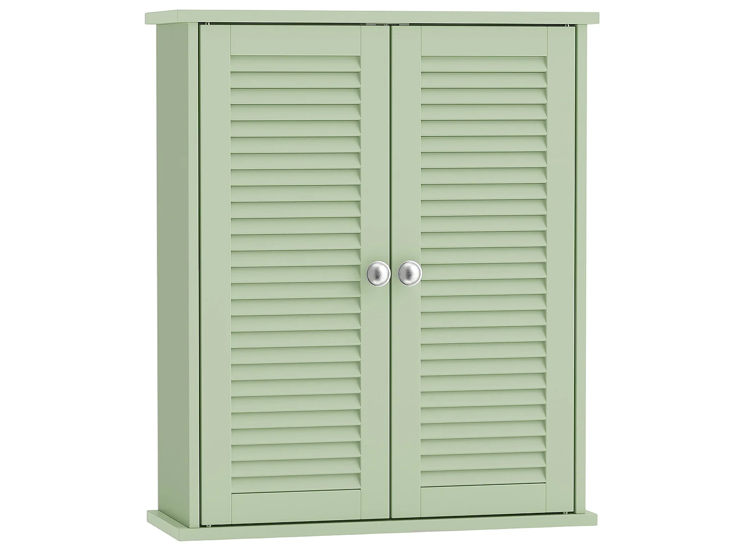 Armoire murale salle de bain 2 portes persiennes étagère vert clair