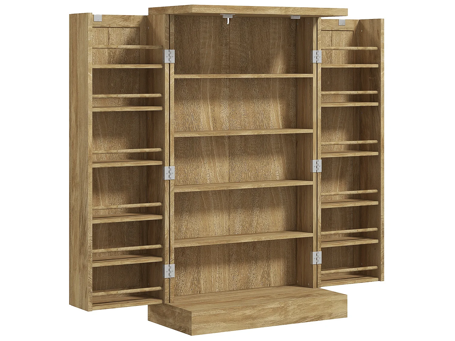 Armoire de cuisine rangement épices 2 portes 4 étagères 12 porte-épices dim. 60 x 30 x 104 cm rotin effet bois