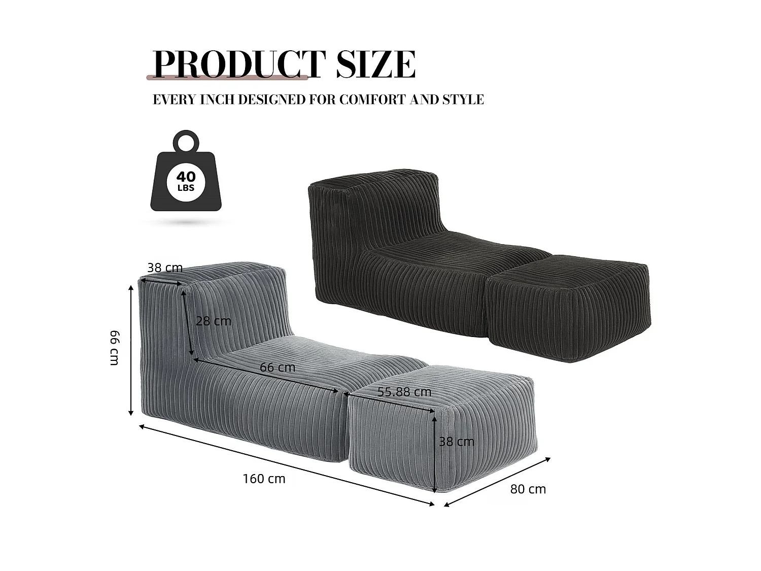 Méridienne capitonnée en flanelle gris claire, chaise longue