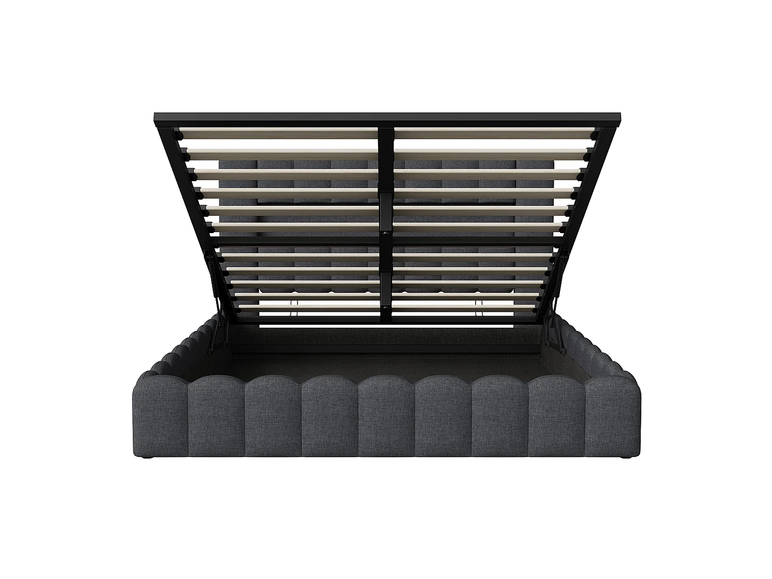 Lit Coffre 160x200 avec LED et USB,Lit Hydraulique Double avec Étagères Ouvertes et Rangement Caché,Lit Bubble avec Sommier à Lattes,Lits 2 Personnes,Lin Gris foncé