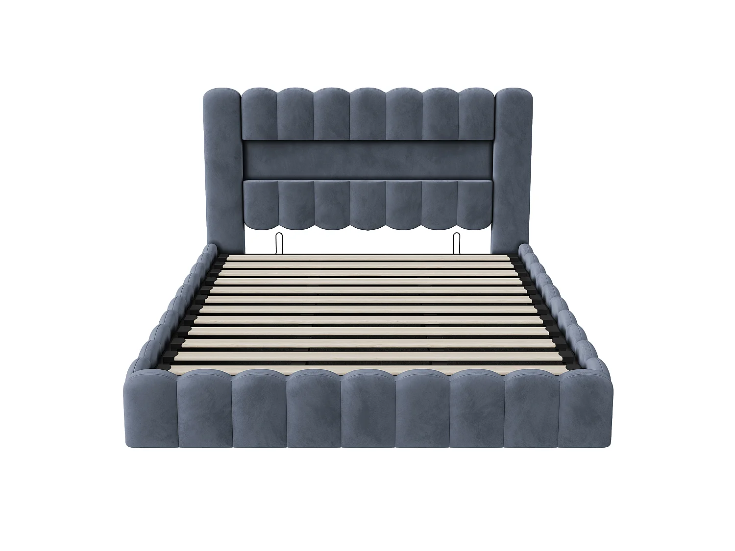 Lit Coffre Bubble 180x200 cm, lit double rembourré avec éclairage LED et USB, lit hydraulique avec sommier et tête de lit,lit pour adolescent Velours Gris