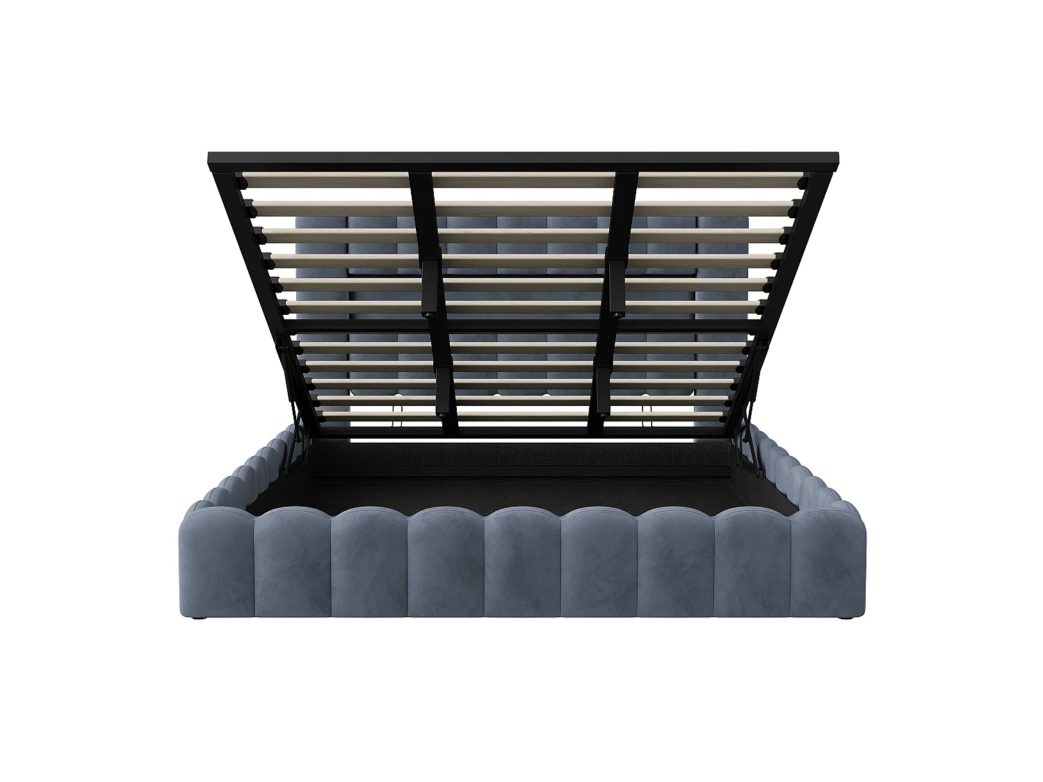 Lit Coffre Bubble 180x200 cm, lit double rembourré avec éclairage LED et USB, lit hydraulique avec sommier et tête de lit,lit pour adolescent Velours Gris