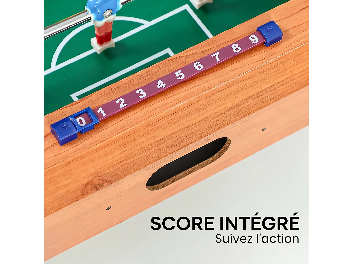 Mini babyfoot de table tableaux de score 2 balles dim. 50x50x18cm