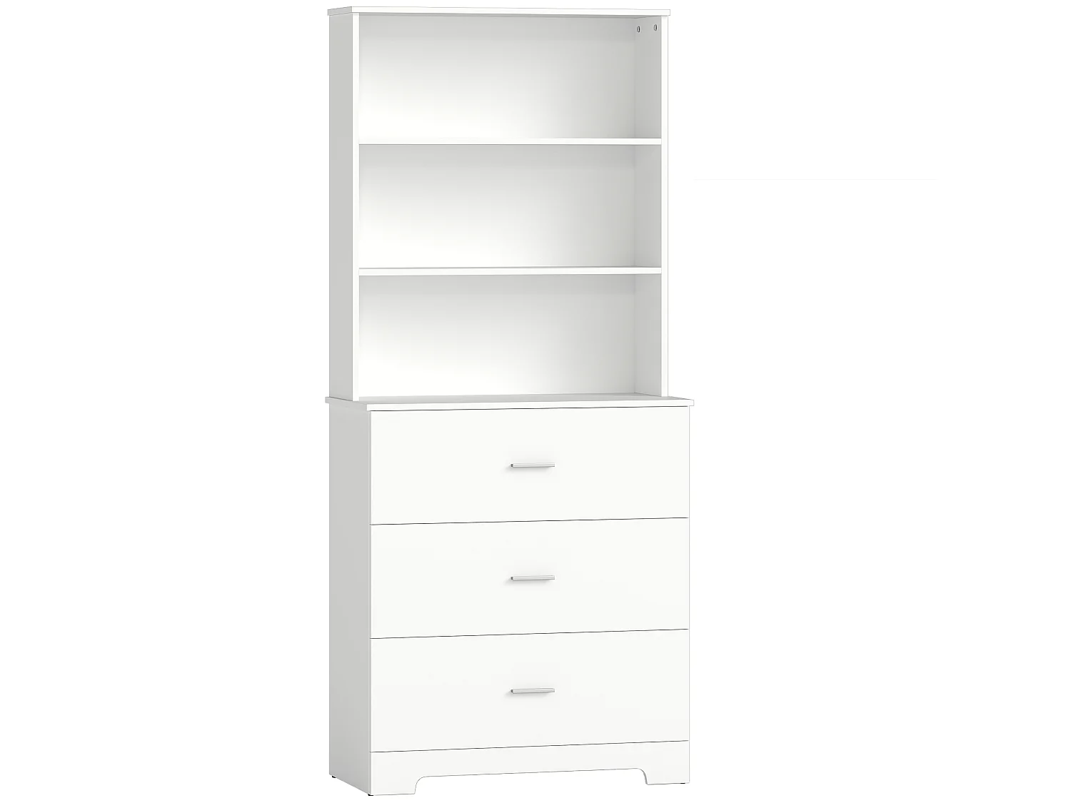 Buffet haut 3 tiroirs 2 étagères dim. 79 x 39 x 182 cm blanc