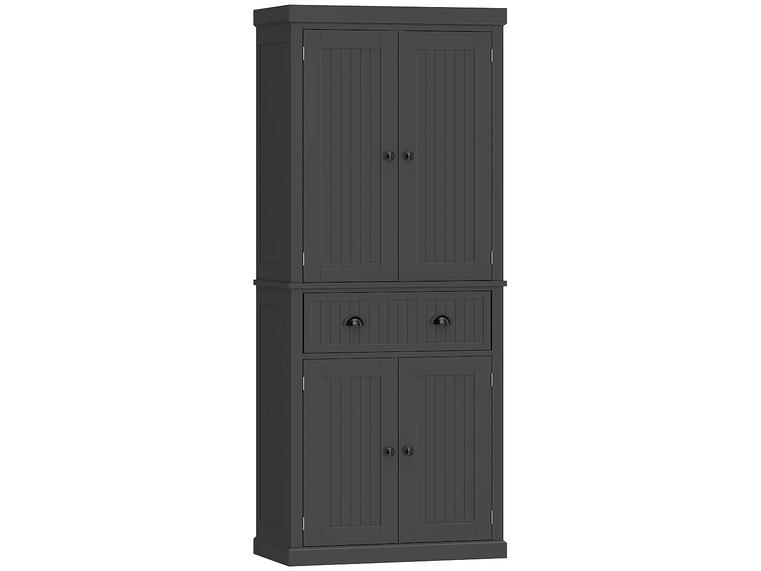 Buffet haut multi-rangement - 4 portes, grand tiroir - dim. 76L x 40l x 183H cm - noir