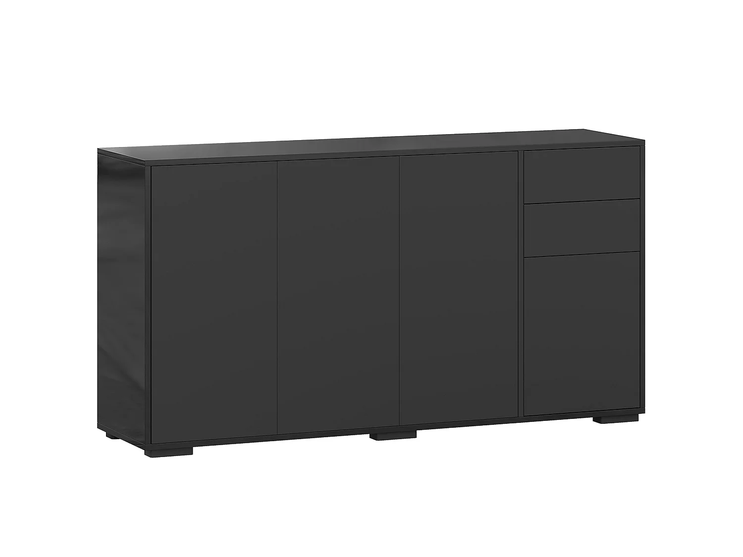 Buffet 4 portes 2 tiroirs coulissants 2 étagères 117 x 36 x 74 cm noir mat laqué