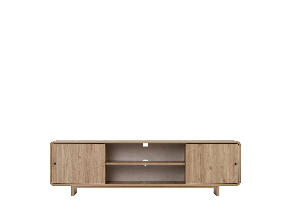 Dima - Meuble tv 2 portes aux bords arrondis en bois L180cm - Bois clair