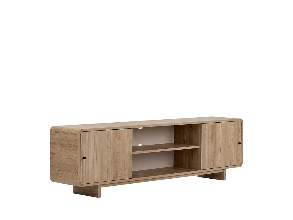 Dima - Meuble tv 2 portes aux bords arrondis en bois L180cm - Bois clair