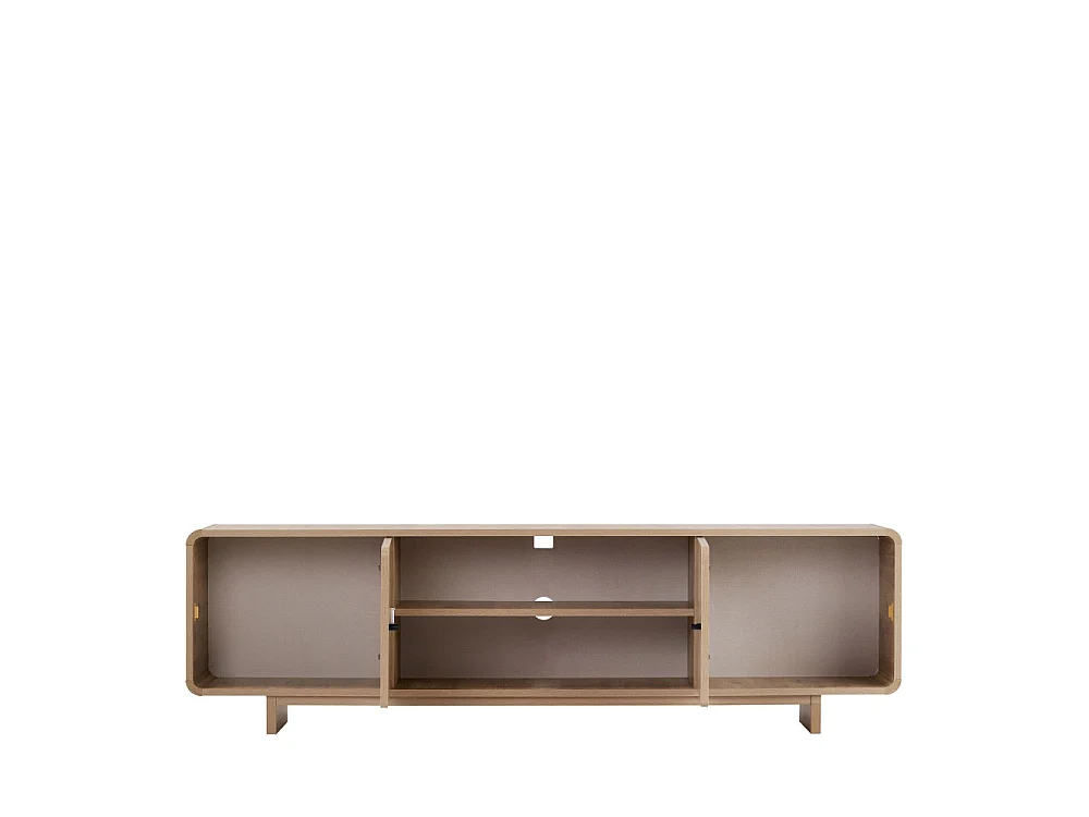 Dima - Meuble tv 2 portes aux bords arrondis en bois L180cm - Bois clair