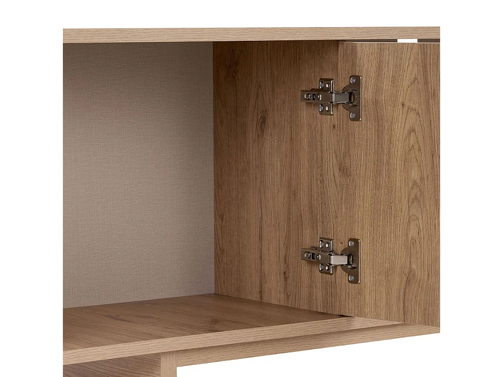 Dima - Meuble tv 2 portes aux bords arrondis en bois L180cm - Bois clair
