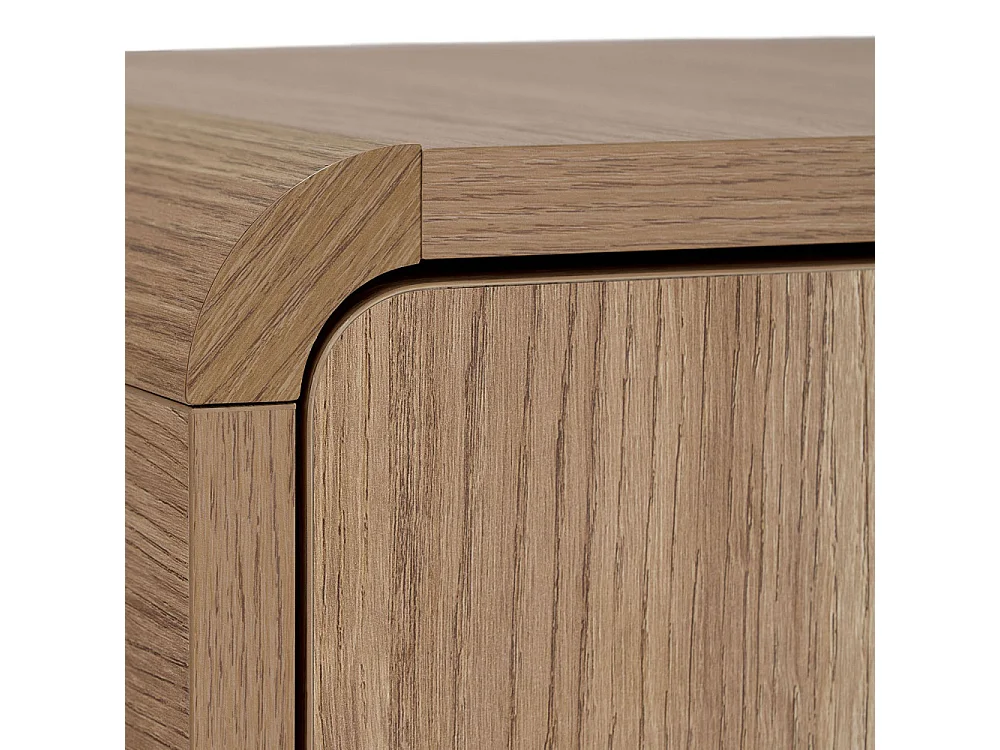 Dima - Meuble tv 2 portes aux bords arrondis en bois L180cm - Bois clair