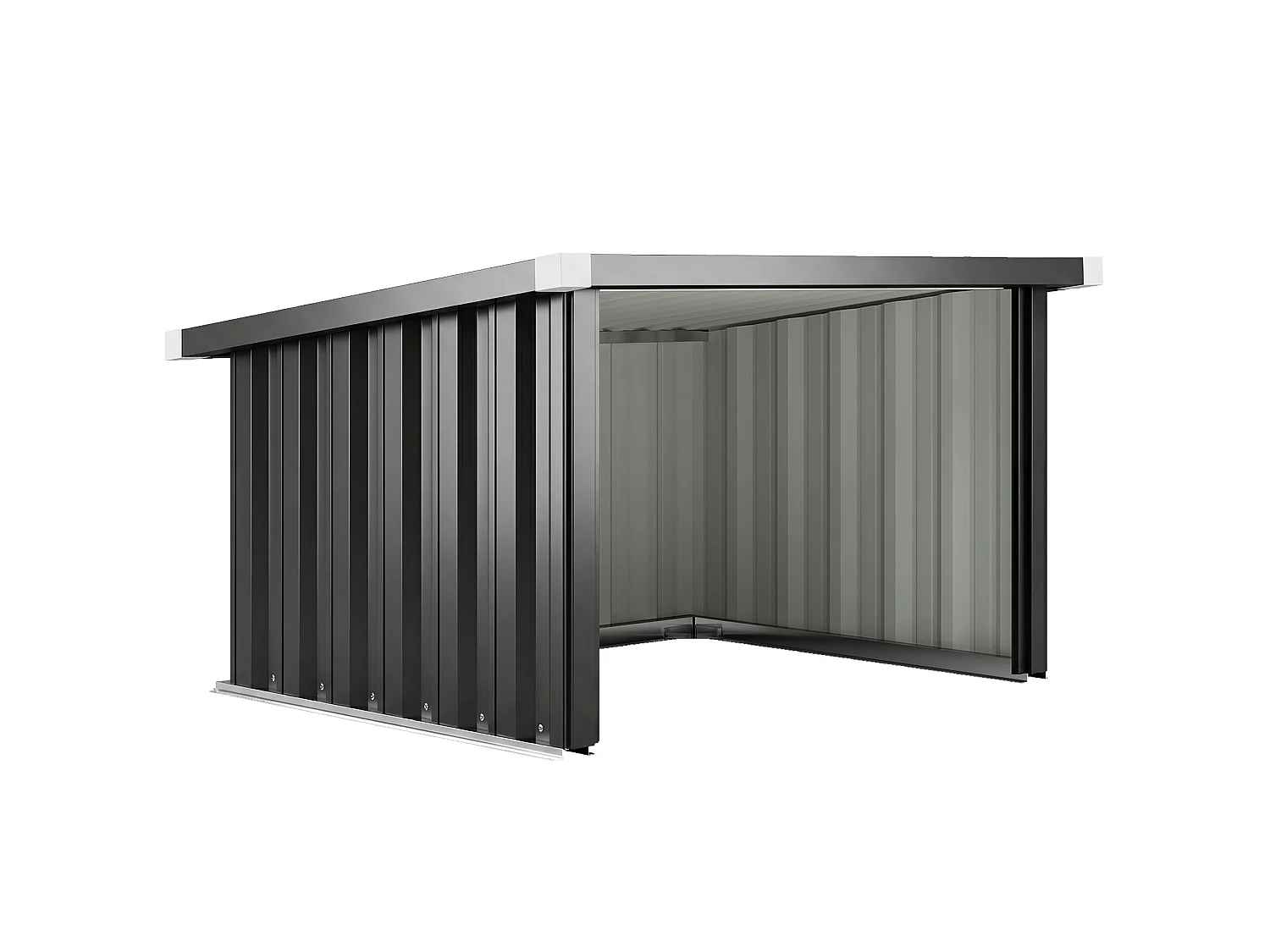 Abri de jardin robot-tondeuse tôle acier ondulé anthracite