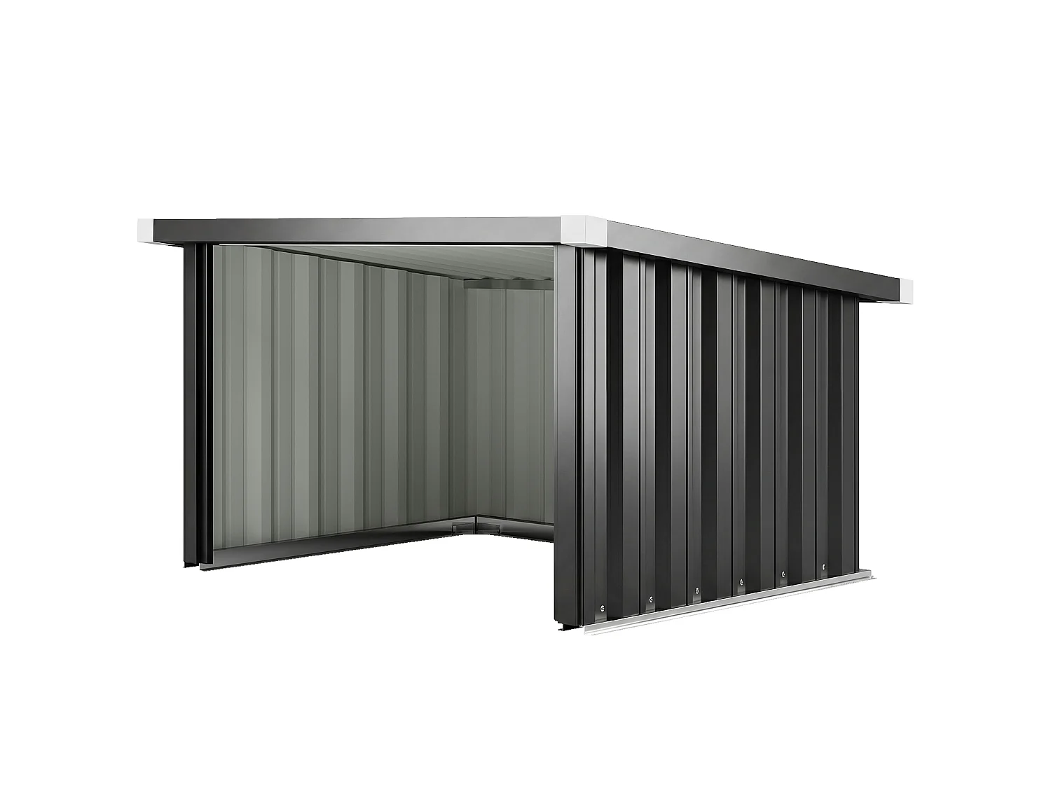 Abri de jardin robot-tondeuse tôle acier ondulé anthracite