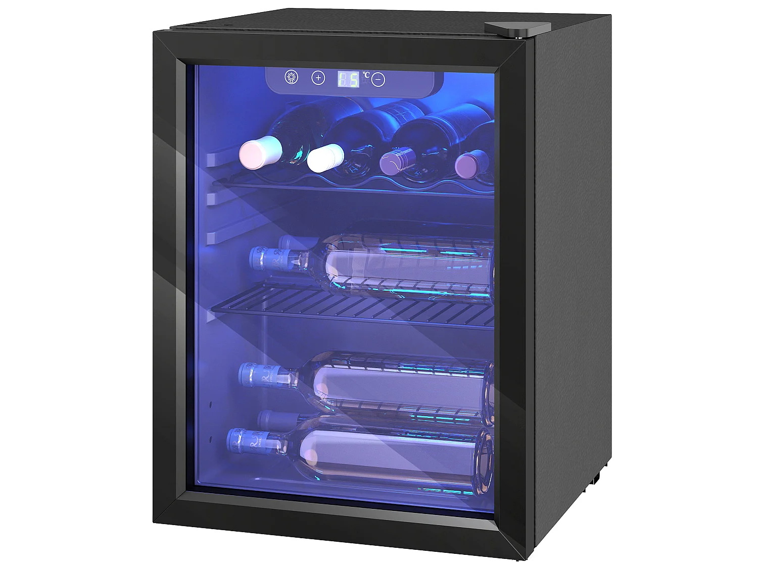 Cave à vin  16 bouteilles réglable 4-16°C porte réversible acier verre trempé noir
