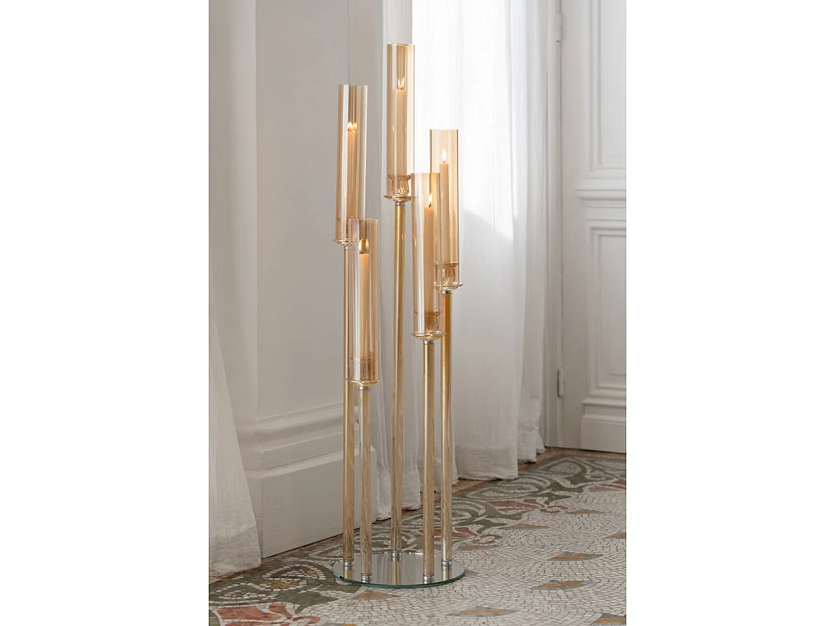 Chandelier 5 Tiges en Cristal "Wendy" 120cm Doré