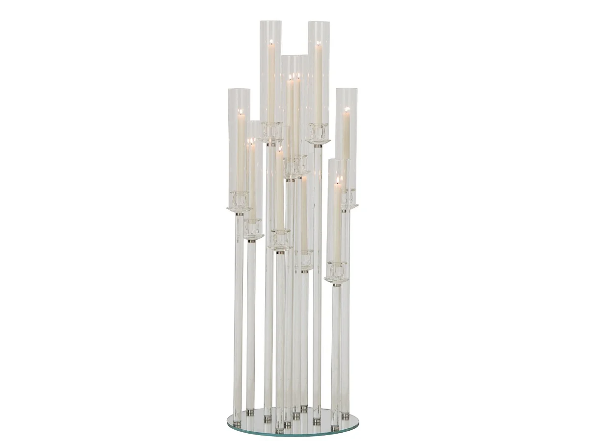 Chandelier 10 Tiges en Cristal "Wendy" 120cm Transparent