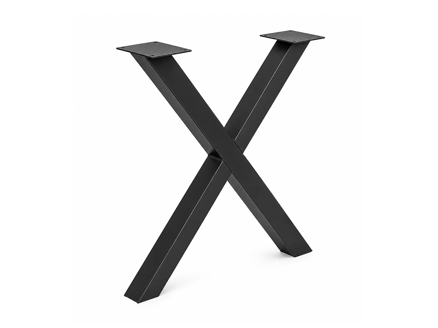 Pack de 2 patas de mesa en forma de X de 74x74x8 cm cuadradas de metal en color negro