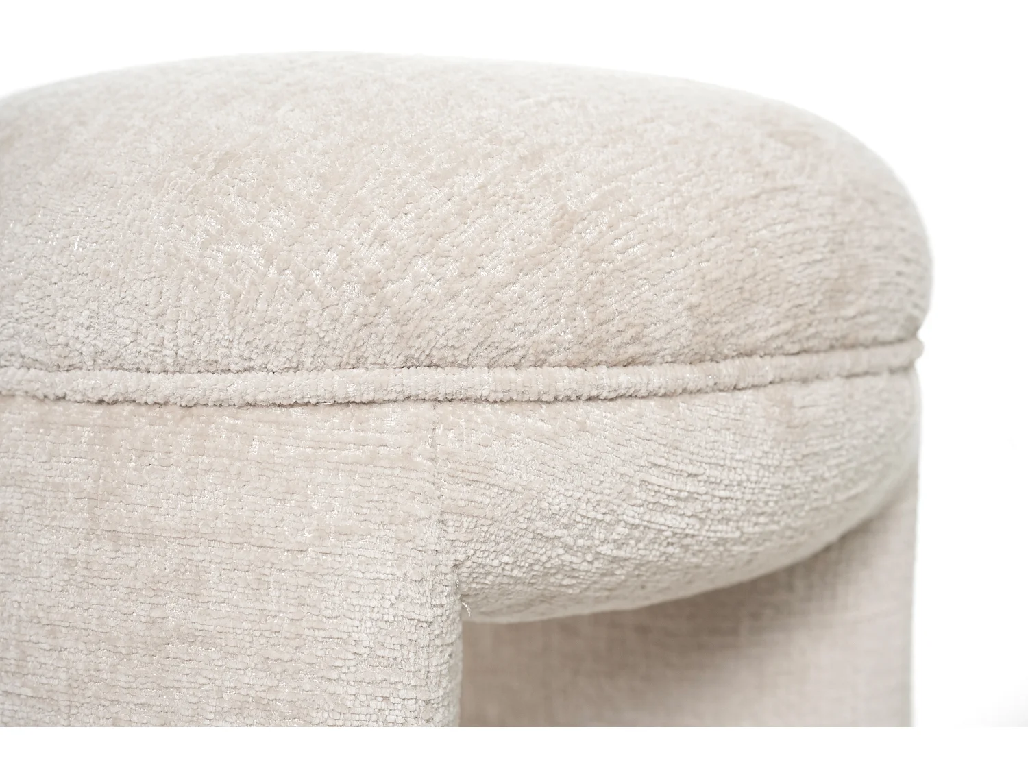 Bolo Two-Leg Stool - Ivory Chenille, Deep Foam Seat
