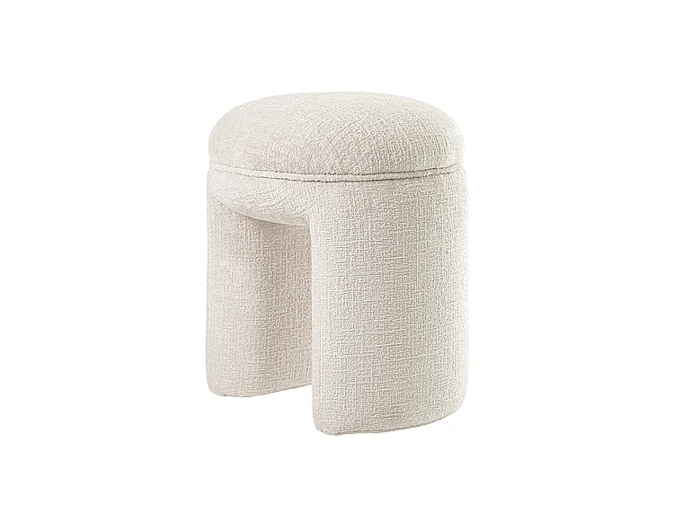 Bolo Two-Leg Stool - Ivory Chenille, Deep Foam Seat