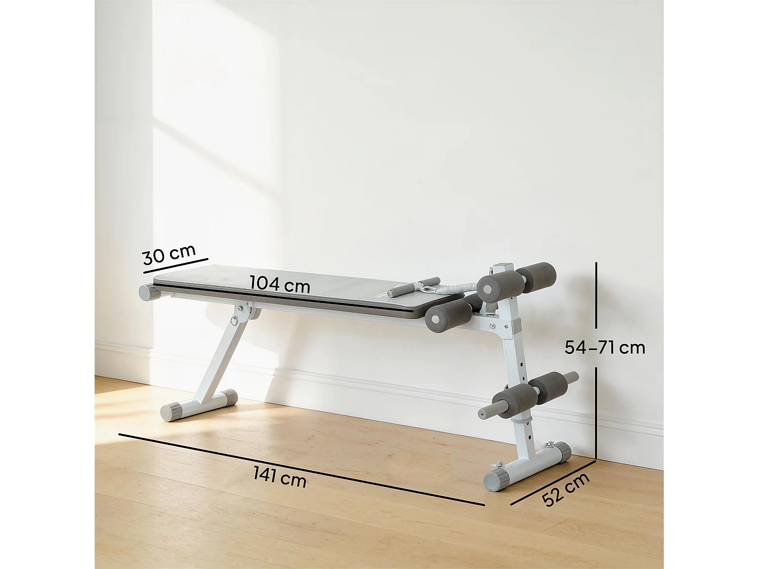 Banc de Musculation Réglable avec Siège à 3 Niveaux Acier blanc gris
