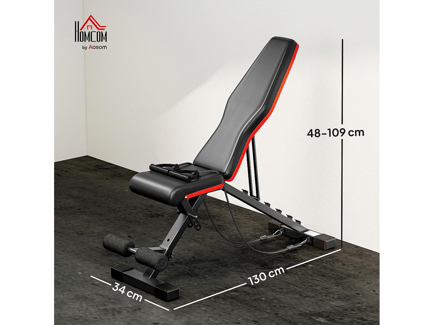 Banc de musculation pliable réglable 2 bandes de résistance incluses max. 120Kg