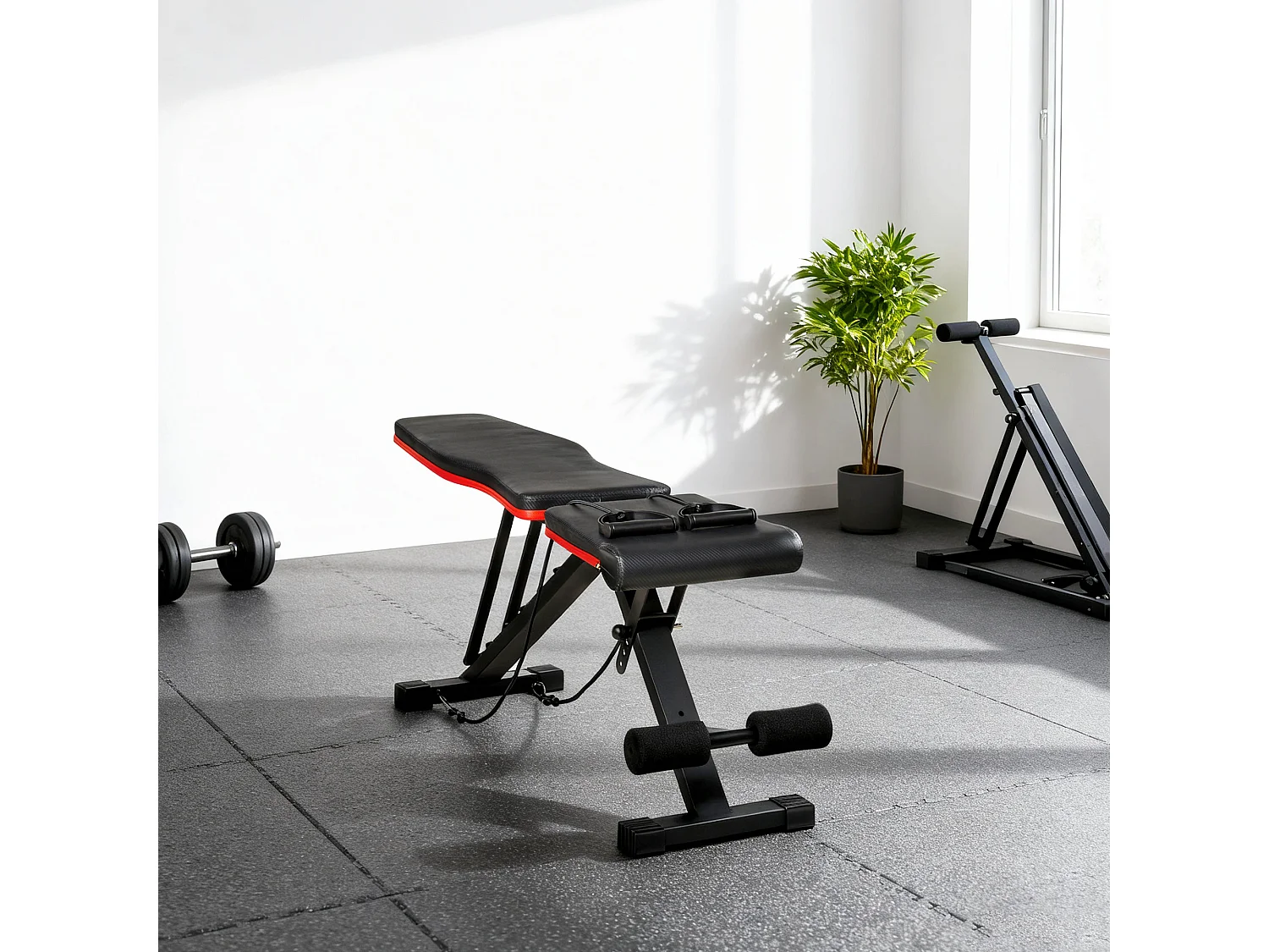 Banc de musculation pliable réglable 2 bandes de résistance incluses max. 120Kg